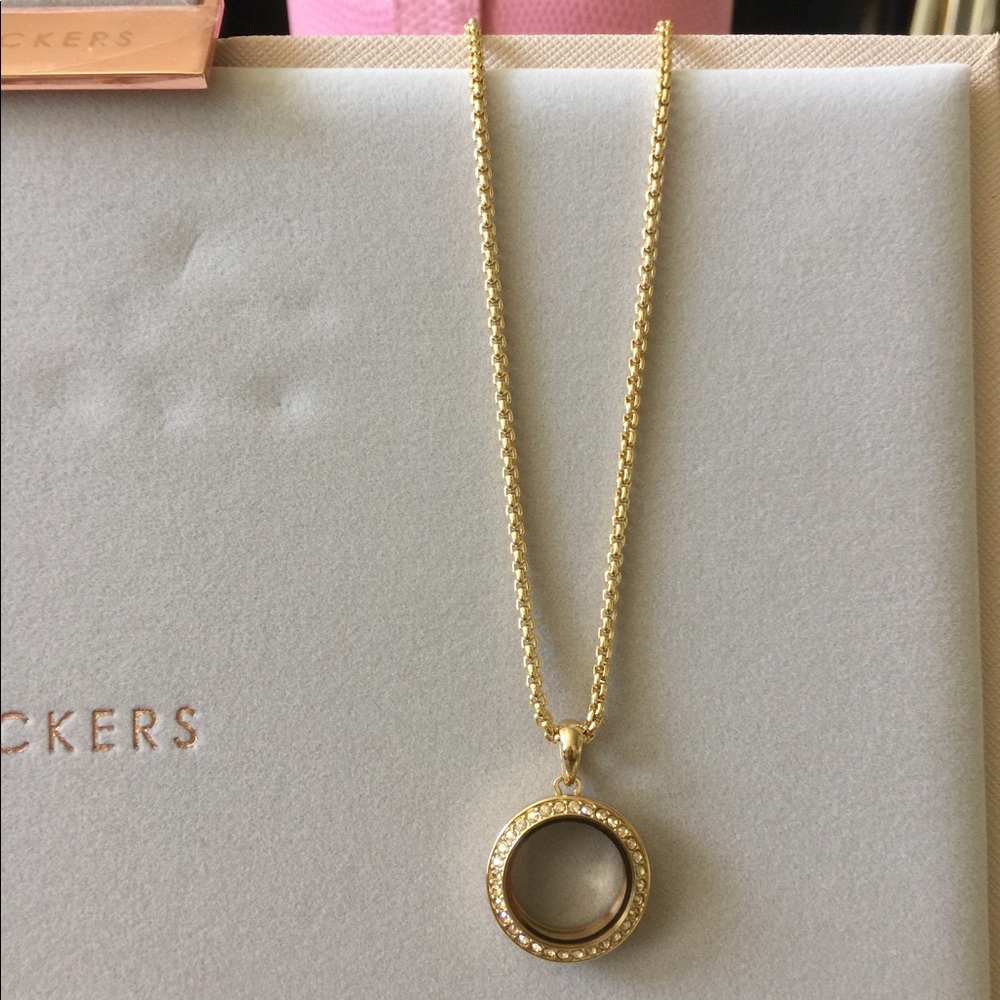 Petite gold locket with gold Swarovski Crystals